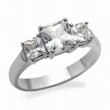 2CT 3-STONE CZ STAINLESS STEEL RING-sz9/10